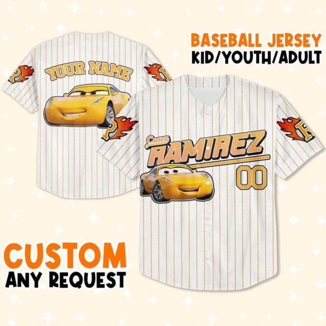 Custom Kids/Youth Baseball Jersey - Personalized Name & Car Design - Sizes Available! - Image 2