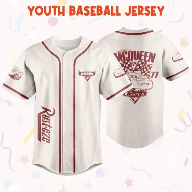 Custom Lightning Mcqueen Baseball Jersey For Kids, Youth & Adults - Personalized Gift! - Image 6