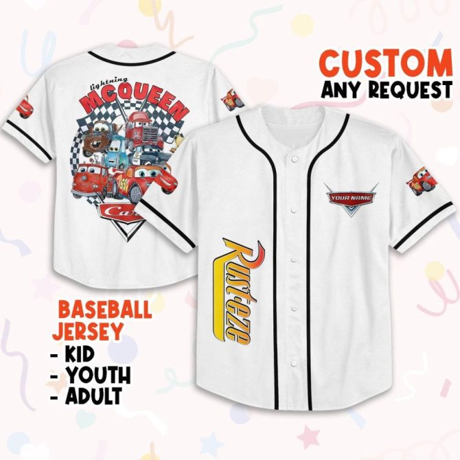 Custom Lightning Mcqueen Baseball Jersey For Kids/Adults - Personalize Your Own! - Image 2