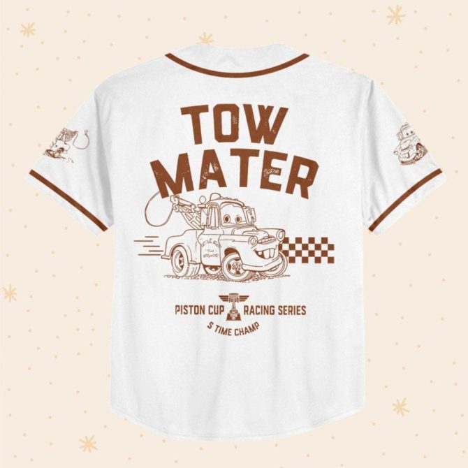 Customizable Kids/Youth/Adult Tow Mater Baseball Jersey – Add Name & Number! - Image 4