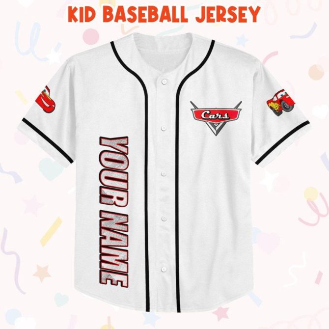 Custom Cars Baseball Jersey - Kids, Youth & Adults - Personalize Your Name! - Image 3