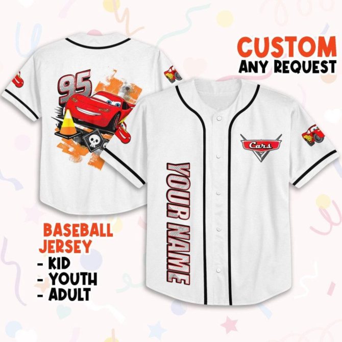 Custom Cars Baseball Jersey - Kids, Youth & Adults - Personalize Your Name!