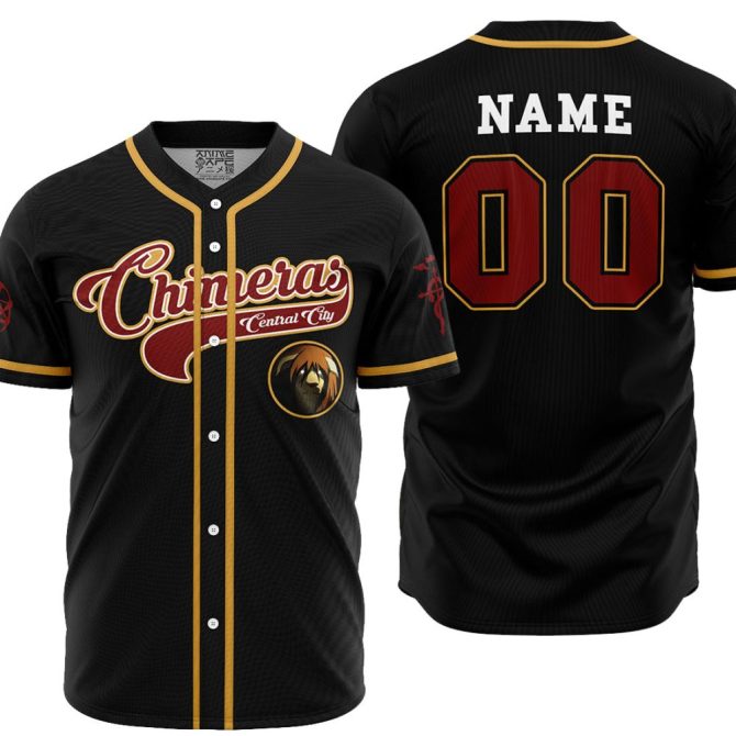 Customizable Black Chimera Baseball Jersey – Personalized Name & Number, Stylish Teamwear