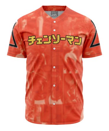Chainsaw Man Anime Baseball Jersey - Bold Red Graphic Shirt For Fans