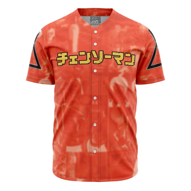 Chainsaw Man Anime Baseball Jersey - Bold Red Graphic Shirt For Fans