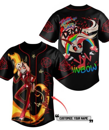 Customizable Demon & Rainbow Graphic Jersey - Unique Charcoal Design For Fans