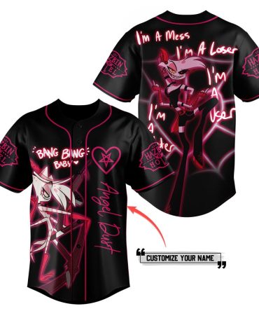 Customizable Hazbin Hotel Angel Dust Baseball Jersey - Bold Neon Design
