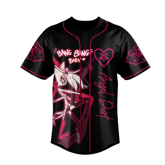 Customizable Hazbin Hotel Angel Dust Baseball Jersey - Bold Neon Design - Image 2