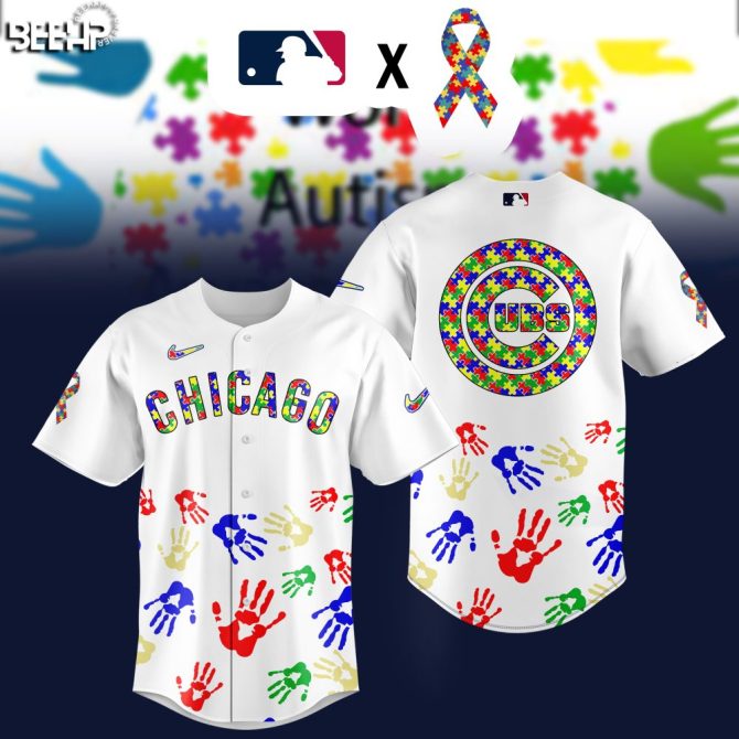 Chicago Cubs Autism Awareness Jersey – Colorful Handprint Design, Mlb Official Gear