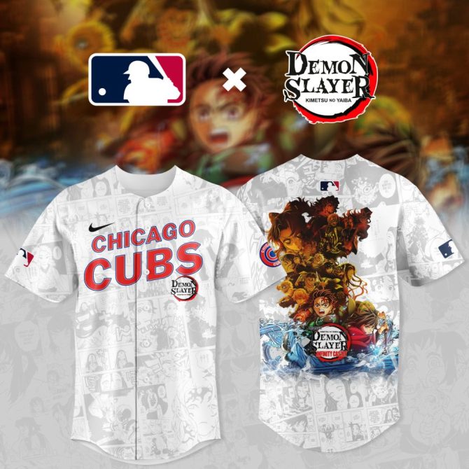 Limited Edition Chicago Cubs X Demon Slayer Baseball Jersey - Get Yours Now!