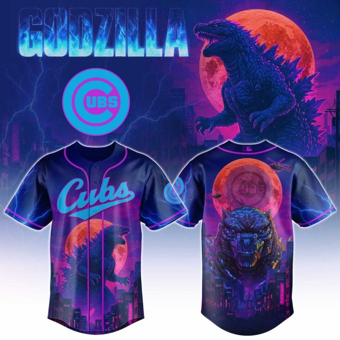 Limited Edition Cubs X Godzilla Baseball Jersey - Bold Design For Fans!