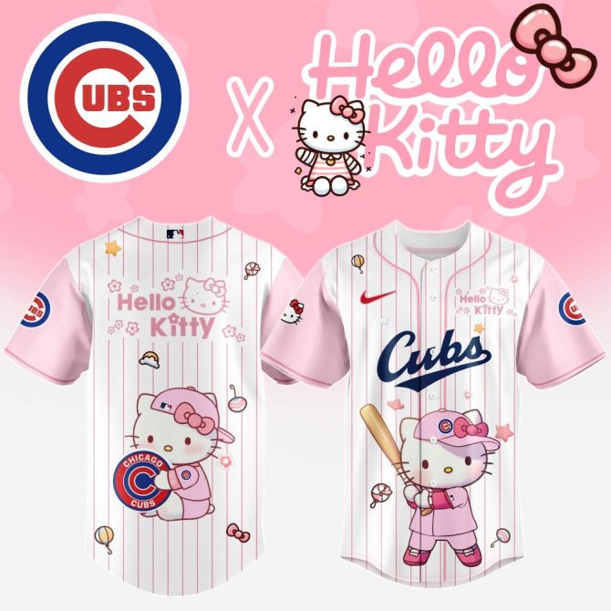 Hello Kitty X Cubs Pink Baseball Jersey - Cute & Sporty Fan Gear For Kids & Adults