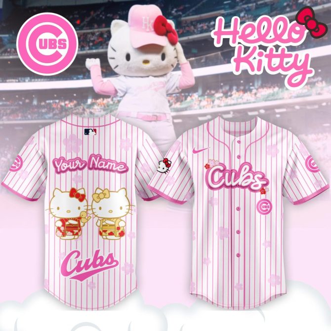 Custom Hello Kitty X Cubs Pink Jersey - Personalized Baseball Fan Gear