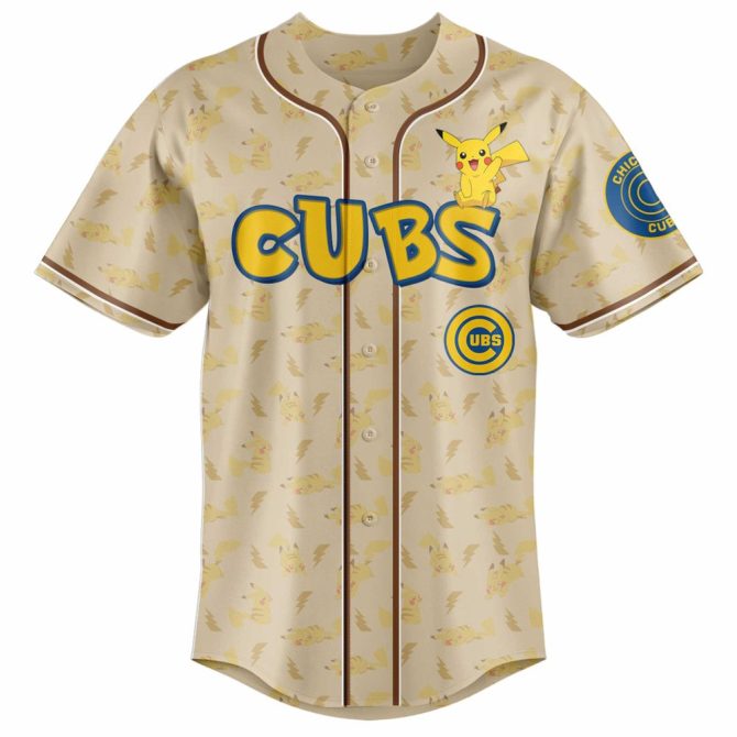 Cubs X Pokémon Pikachu Baseball Jersey – Limited Edition Fan Gear For Gamers & Sports Lovers - Image 2