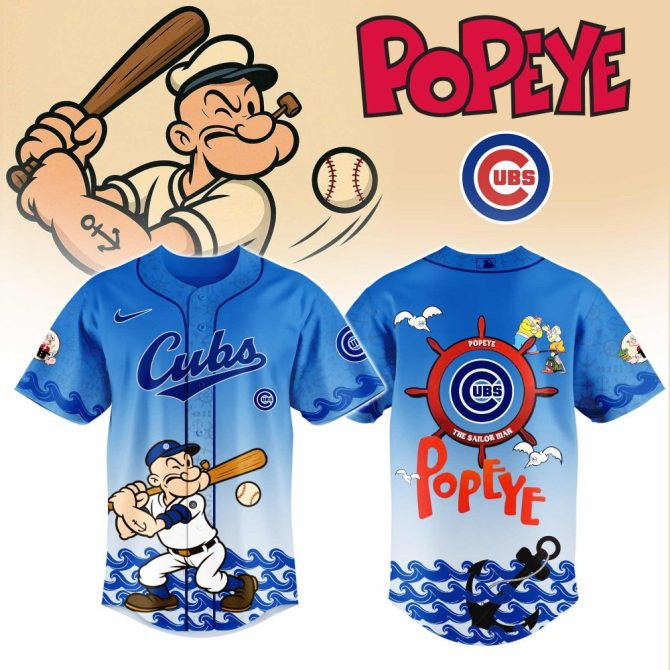 Limited Edition Cubs X Popeye Baseball Jersey – Iconic Cartoon Style For Fans