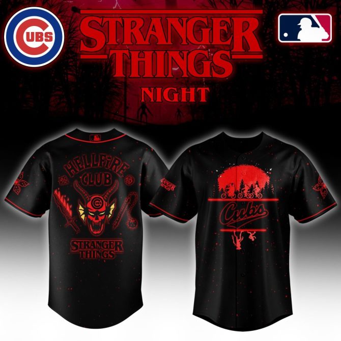Limited Edition Cubs X Stranger Things Night Jersey - Hellfire Club Design