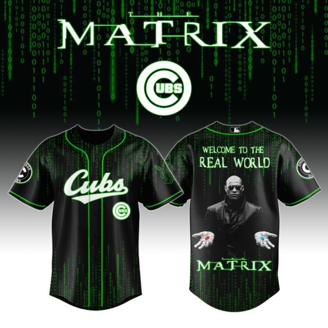 Matrix-Inspired Cubs Jersey – Welcome To The Real World, Stylish Black & Green Design