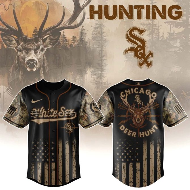 Limited Edition Chicago Hunting Jersey - Camo Design With Deer & Flag Graphics