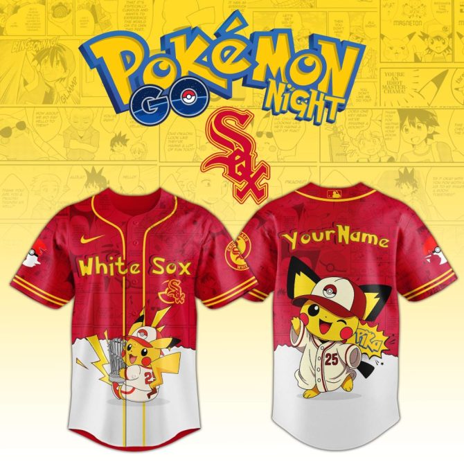 Custom Pokémon Night Baseball Jersey - White Sox Pikachu Design - Limited Edition