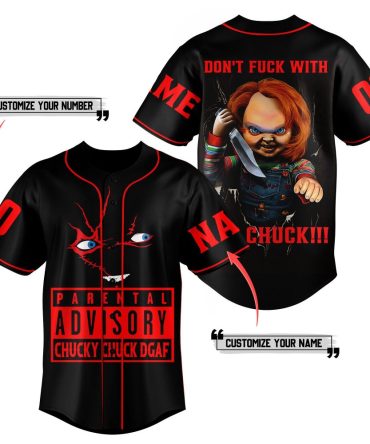 Customizable Horror Baseball Jersey - Add Your Name & Number - Bold Chucky Design