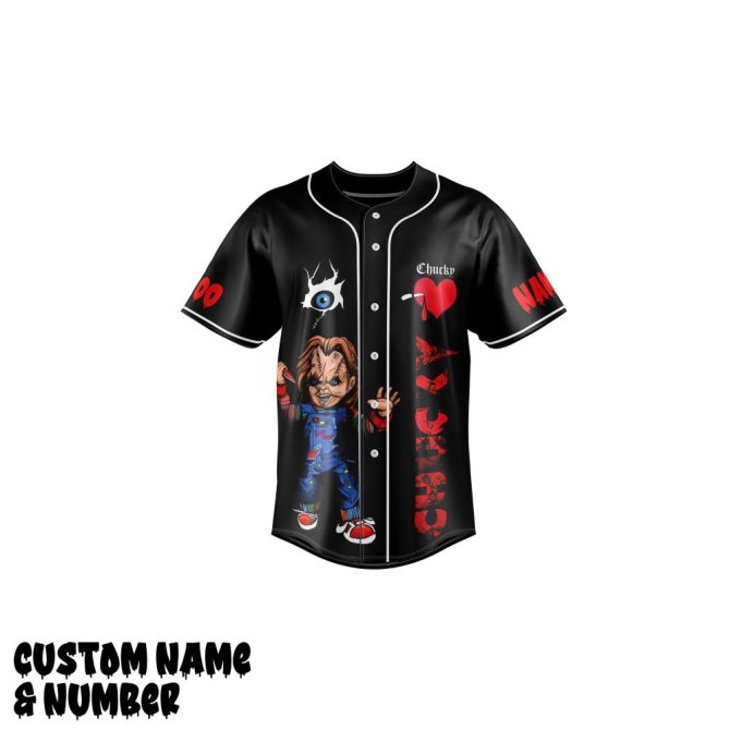 Custom Horror Baseball Jersey - Chucky Design, Personalized Name & Number - Image 2