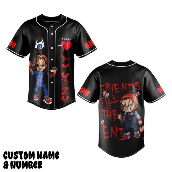 Custom Horror Baseball Jersey - Chucky Design, Personalized Name & Number