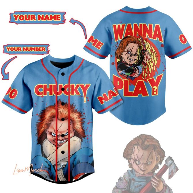 Custom Chucky Baseball Jersey - Horror Movie Fan Gift - Personalize Name & Number
