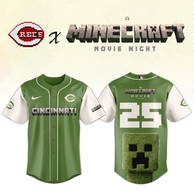 Cincinnati Reds X Minecraft Jersey – Limited Edition Movie Night Baseball Shirt