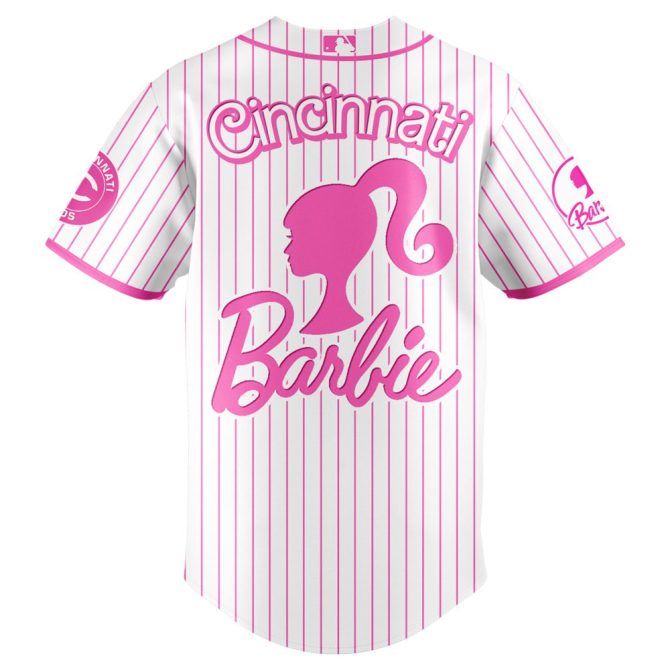 Limited Edition Barbie Night Game Cincinnati Reds Jersey - Perfect Gift For Fans! - Image 3