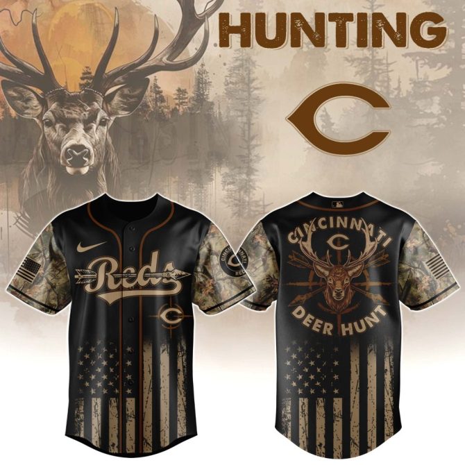 Limited Edition Cincinnati Deer Hunt Camo Baseball Jersey - Stylish Outdoor Apparel