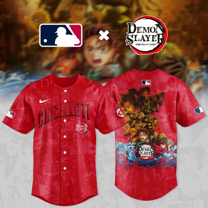 Exclusive Mlb X Demon Slayer Cincinnati Jersey - Limited Edition Anime Fan Gear
