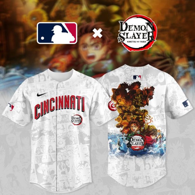 Limited Edition Cincinnati X Demon Slayer Baseball Jersey - Official Mlb Collaboration