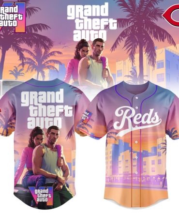Grand Theft Auto Baseball Jersey - Retro Sunset Design, Unisex Gamer Apparel