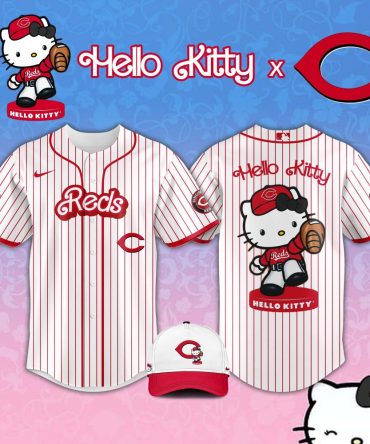 Hello Kitty X Reds Baseball Jersey & Cap Set – Cute Sports Style