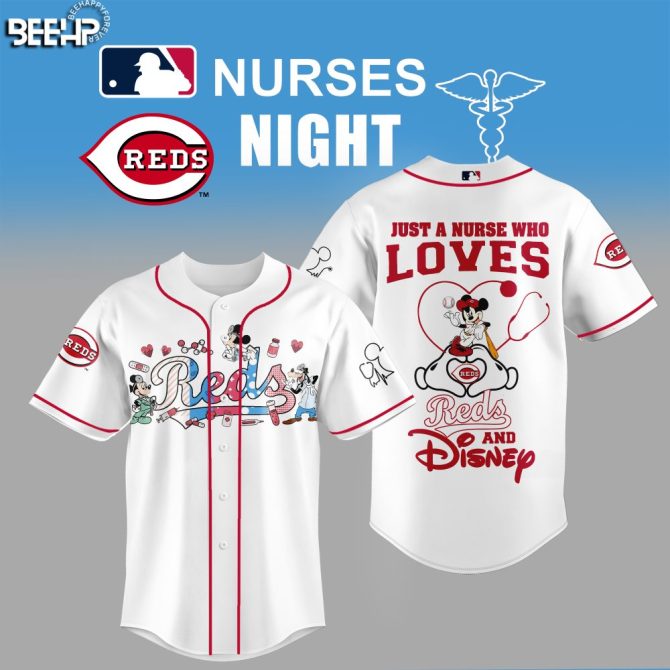 Celebrate Nurses Night: Reds & Disney Themed Jersey – Perfect For Fans & Healthcare Heroes!