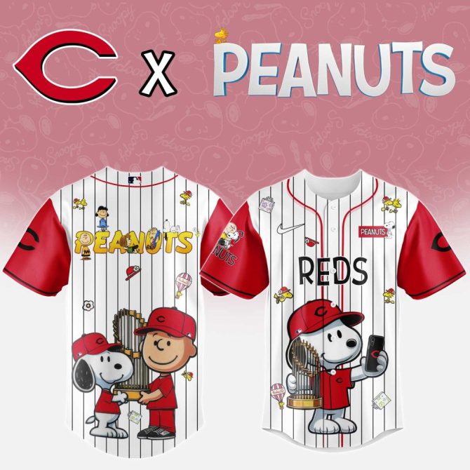 Exclusive Peanuts X Reds Baseball Jersey - Iconic Snoopy & Charlie Design