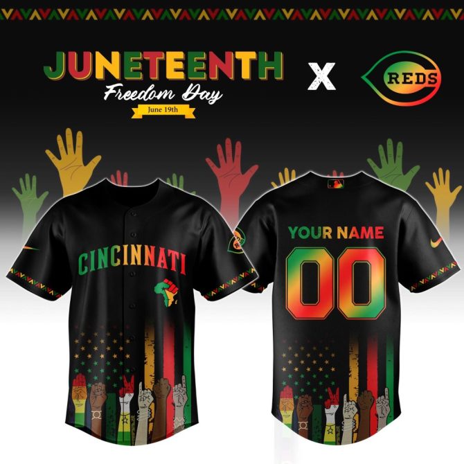 Custom Juneteenth Freedom Day Jersey – Cincinnati Reds Themed Shirt