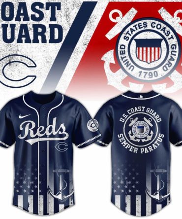U.S. Coast Guard Reds Baseball Jersey - Stylish Navy Tribute With Anchor Design