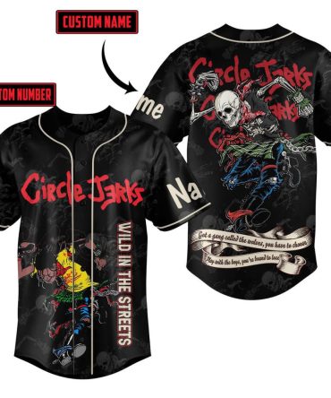 Customizable Circle Jerks Baseball Jersey - Punk Rock Style, Wild In The Streets Design