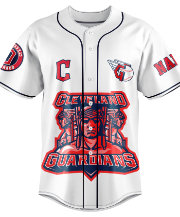 Authentic Cleveland Guardians Baseball Jersey – Men'S Team Apparel, White & Red Design