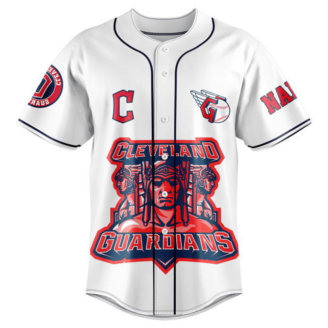 Authentic Cleveland Guardians Baseball Jersey – Men'S Team Apparel, White & Red Design