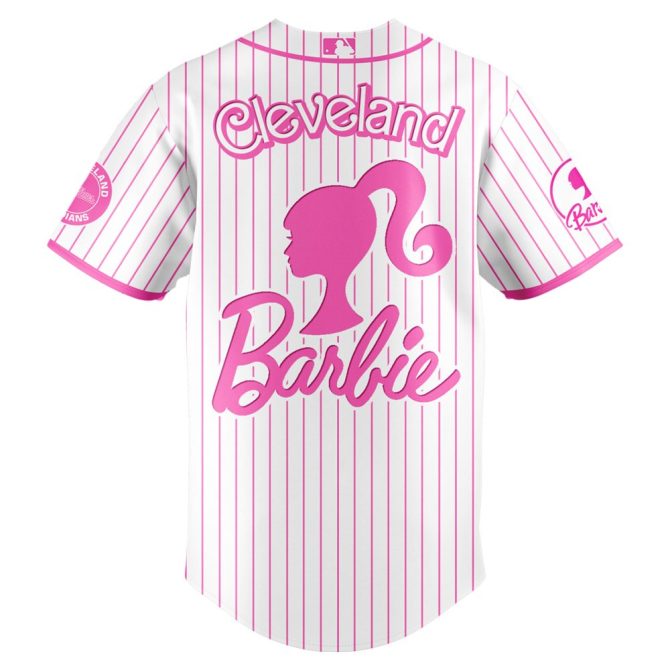 Limited Edition Cleveland Guardians Barbie Night Game Jersey - Stylish Pink Stripes - Image 3