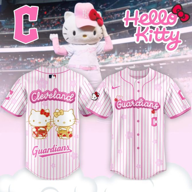 Cleveland Guardians X Hello Kitty Pink Striped Jersey - Limited Edition Fan Gear