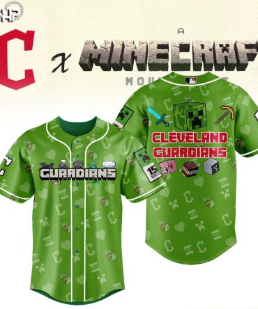 Limited Edition Cleveland Guardians X Minecraft Green Jersey – Perfect For Fans & Gamers!