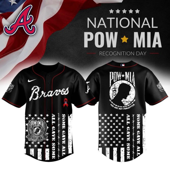 Honor Veterans: Pow*Mia Braves Baseball Jersey - Patriotic Design, Limited Edition