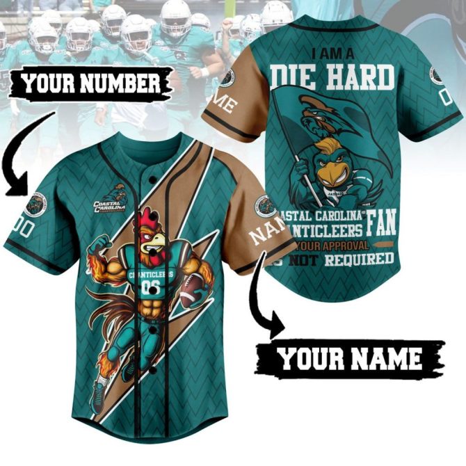 Custom Coastal Carolina Chanticleers Jersey - Personalized Name & Number, Perfect For Die-Hard Fans