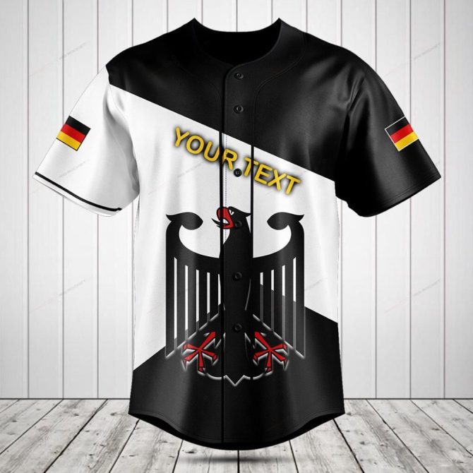 Custom German Flag Baseball Jersey - Personalized Text, Stylish Design, Unisex Sportswear