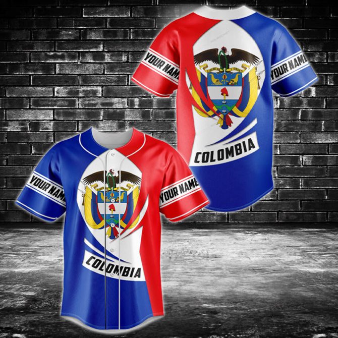 Custom Colombia Flag Baseball Jersey – Personalize Your Name & Show Pride!