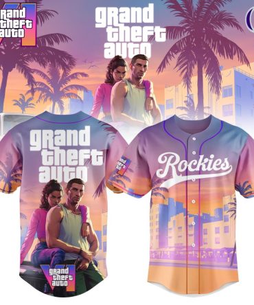 Exclusive Grand Theft Auto Themed Baseball Jersey - Vibrant Sunset Design, Perfect For Fans!