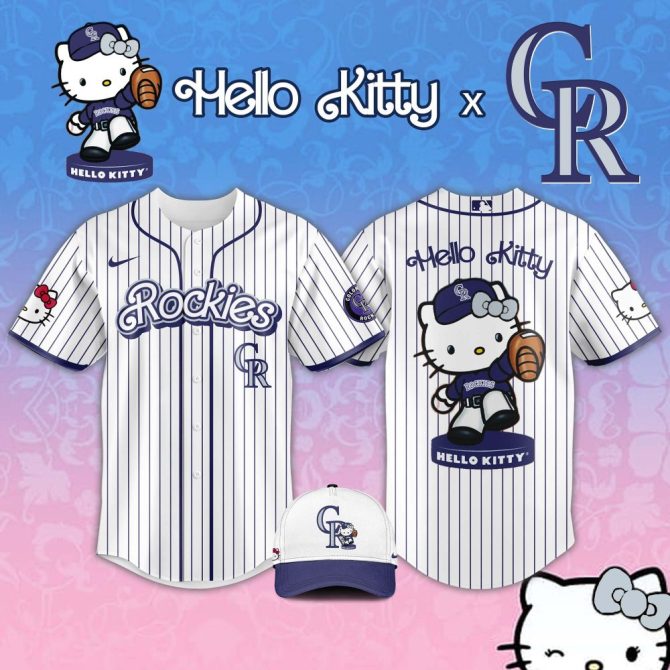 Hello Kitty X Rockies Baseball Jersey & Cap Set - Cute & Sporty Fan Gear